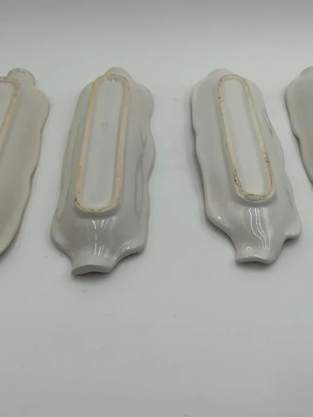 Ivory Ceramic Corn on the Cob Holders Japan Set Of 4
